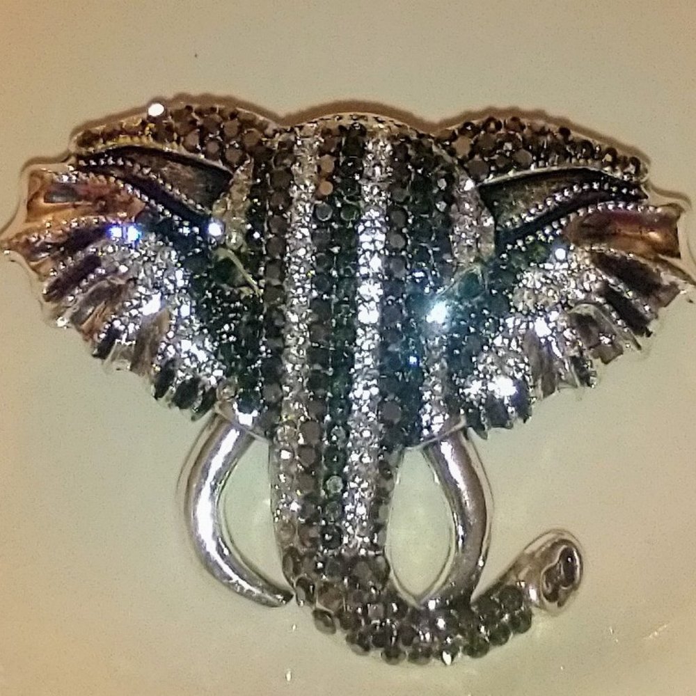 Rhinestone Elephant Brooch